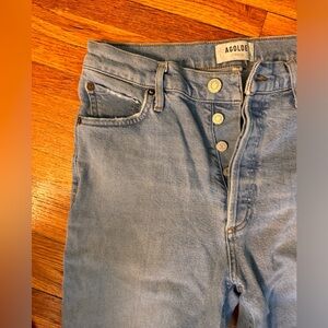 AGOLDE nico high rise slim blue jeans organic sustainable cotton size 28
